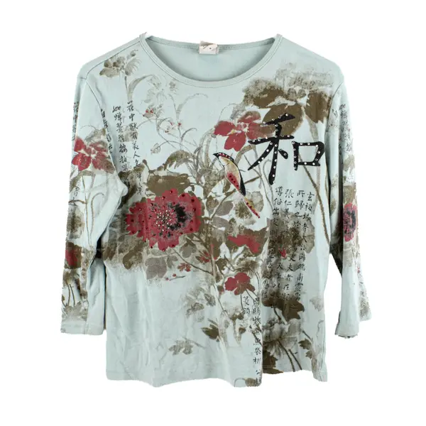 Jess & Jane Women's Floral Print Long Sleeve Tee Medium