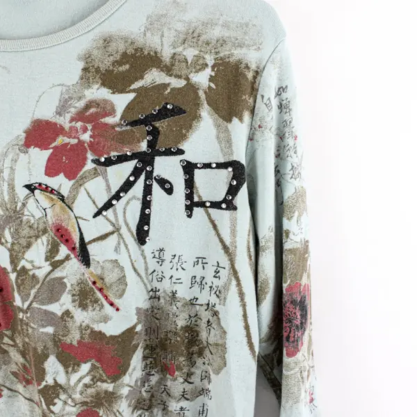 Jess & Jane Women's Floral Print Long Sleeve Tee Medium