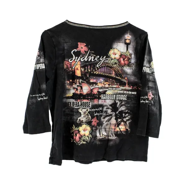 CJ Banks Women's 1X Black Floral Rhinestone Top