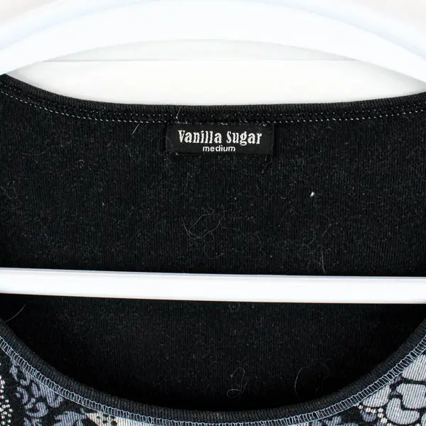 Vanilla Sugar Women's Gem Shirt Medium Black Gray Patterned Stretch