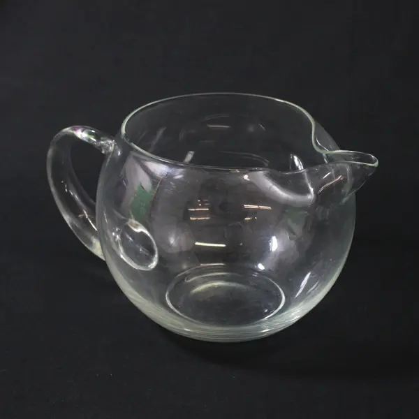 Vintage Round Clear Glass Pitcher With Open handle