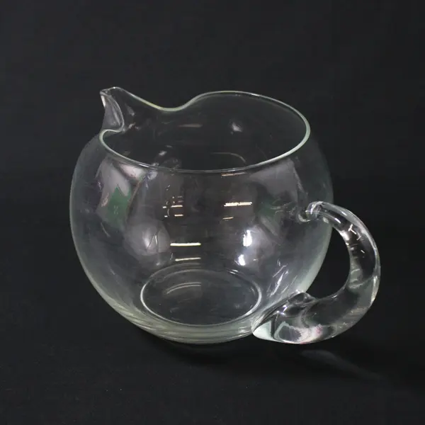 Vintage Round Clear Glass Pitcher With Open handle