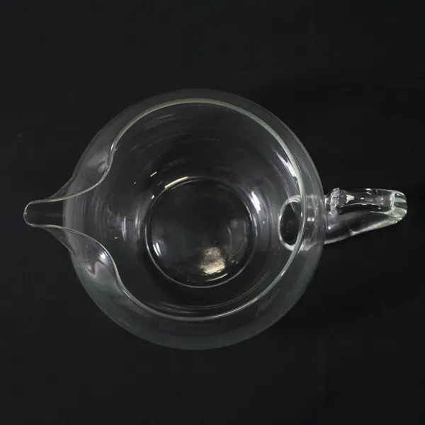 Vintage Round Clear Glass Pitcher With Open handle