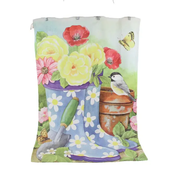 Evergreen Enterprises Welcome Chickadee Gardening Outdoor Banner 42 x 28.5 in