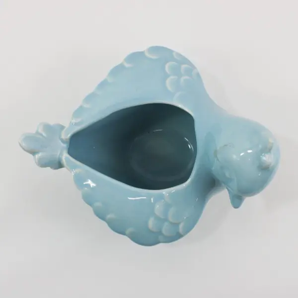 Vtg Vernon Kilns California Blue Ceramic Bird With Outstretched Wings Planter