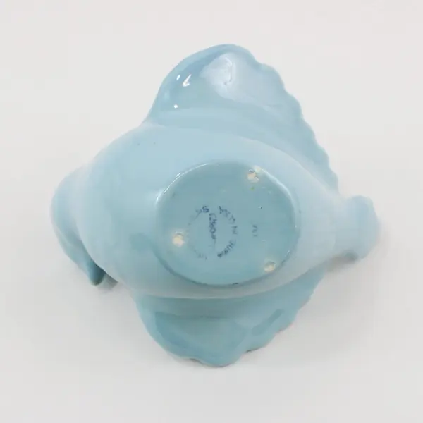 Vtg Vernon Kilns California Blue Ceramic Bird With Outstretched Wings Planter
