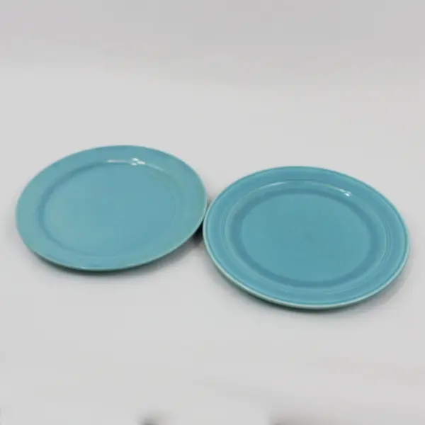 2 Vintage Vernon Kilns Luncheon Plates Early California Turquoise 9.5"