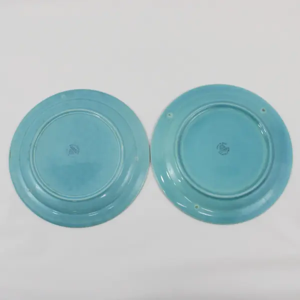2 Vintage Vernon Kilns Luncheon Plates Early California Turquoise 9.5"