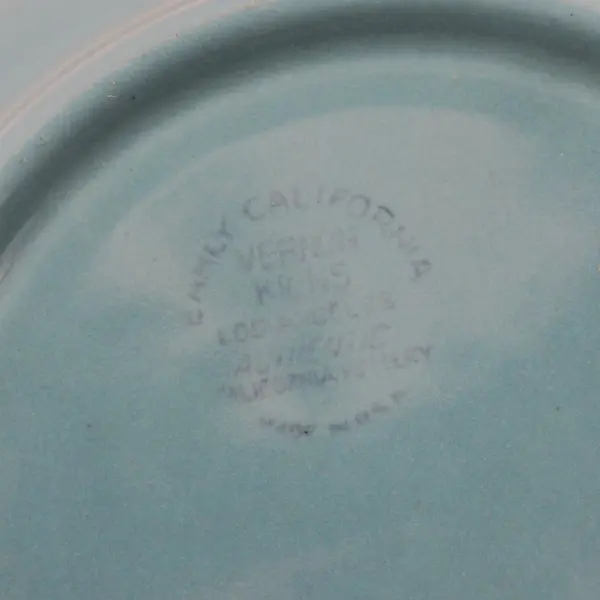Vintage Vernon Kilns Early California Turquoise Vegetable Bowl 9"