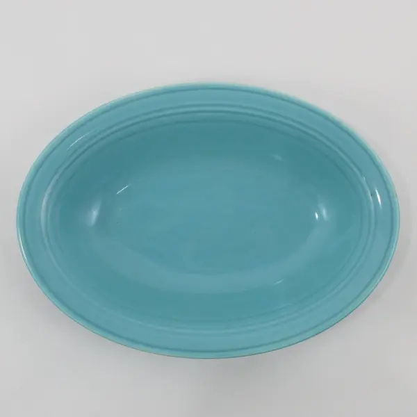 Vernon Kilns Early California Turquoise 9.75-Inch Oval Serving Bowl
