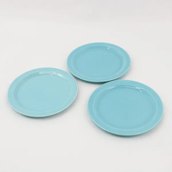 Set of 3 Vernon Kilns Early California  Bread Plates Turquoise 6.25"