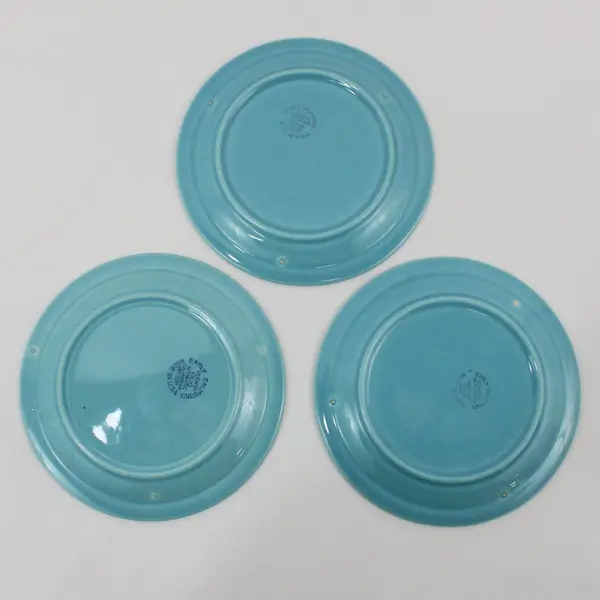 Set of 3 Vernon Kilns Early California  Bread Plates Turquoise 6.25"