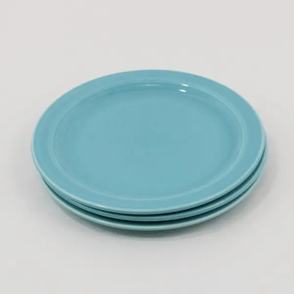 Set of 3 Vernon Kilns Early California  Bread Plates Turquoise 6.25"