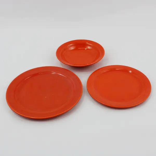 Vintage Vernon Kilns Early California Orange 3-Piece Set 2 Plates Fruit Bowl