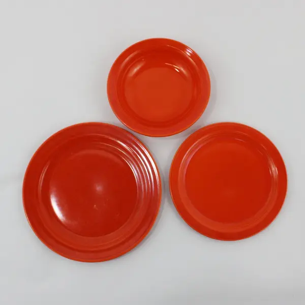 Vintage Vernon Kilns Early California Orange 3-Piece Set 2 Plates Fruit Bowl