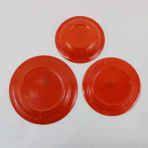Vintage Vernon Kilns Early California Orange 3-Piece Set 2 Plates Fruit Bowl
