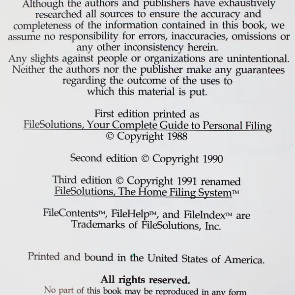 FileSolutions Home Filing System Complete Filing Kit Guidebook Don Nora Donnelly
