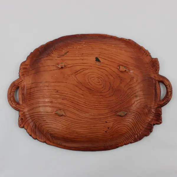 Vtg Multi Products Inc Faux Wood Tray Platter with Grape Clusters and Leaves 