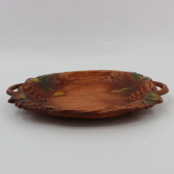 Vtg Multi Products Inc Faux Wood Tray Platter with Grape Clusters and Leaves 