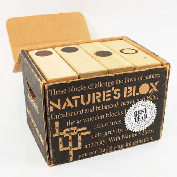 Nature's Blox Gravity-Defying Wooden Building Blocks Vintage 1990 Box