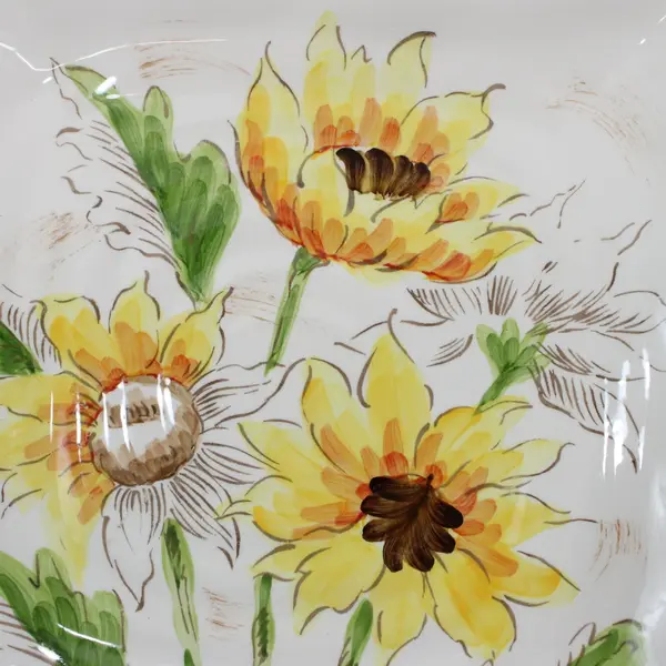 Maxcera  Sunflower Sketch  Square Salad Plate Platter 8.75" 