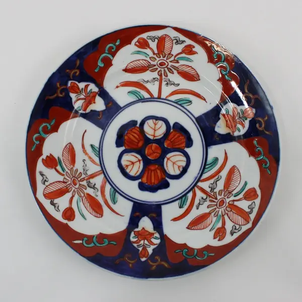 Vintage Japanese Imari Style Hand-Painted Floral Porcelain Plate 8"