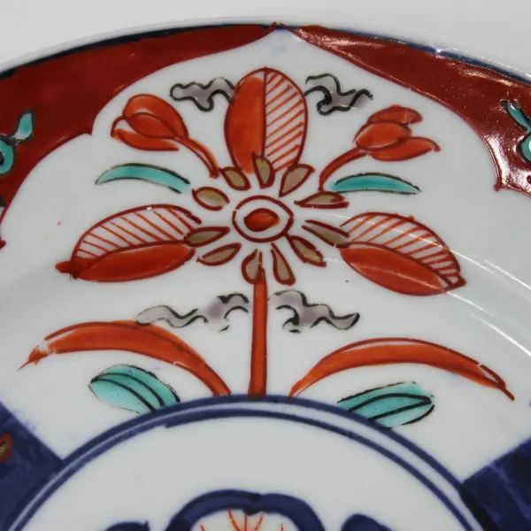 Vintage Japanese Imari Style Hand-Painted Floral Porcelain Plate 8"