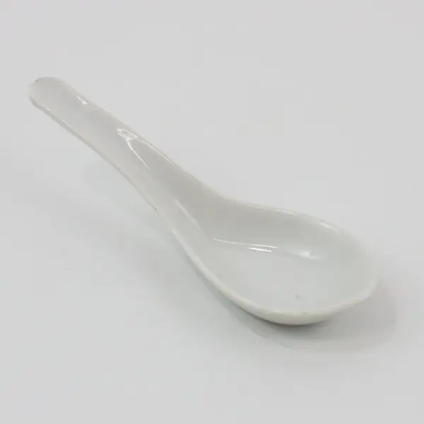 3 Asian Soup Or Rice Spoons White Porcelain 5.5"