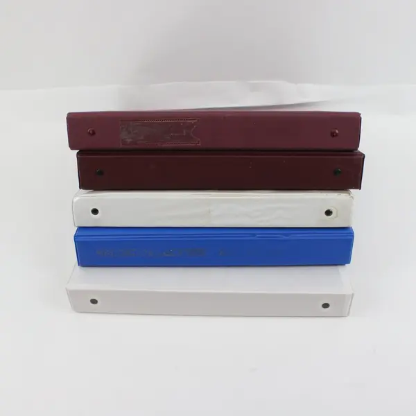 Lot of 5 1-Inch 3-Ring Binders White Red Blue Office School FLAWED