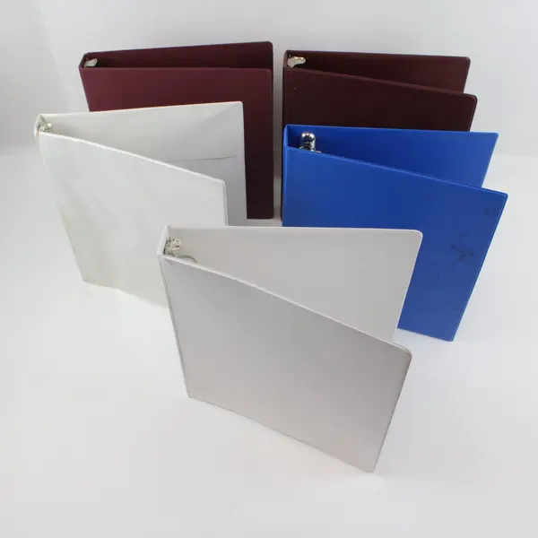 Lot of 5 1-Inch 3-Ring Binders White Red Blue Office School FLAWED