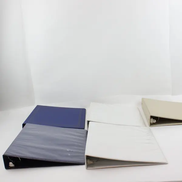 Staples Lot of 5 1.5in 3-Ring Binders White Cream Blue Used Worn