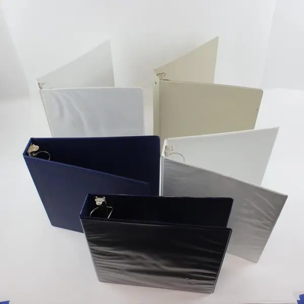 Staples Lot of 5 1.5in 3-Ring Binders White Cream Blue Used Worn