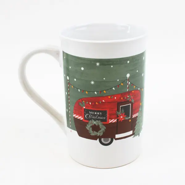 Royal Norfolk Merry Christmas Camper Trailer Coffee Mug Holiday Lights