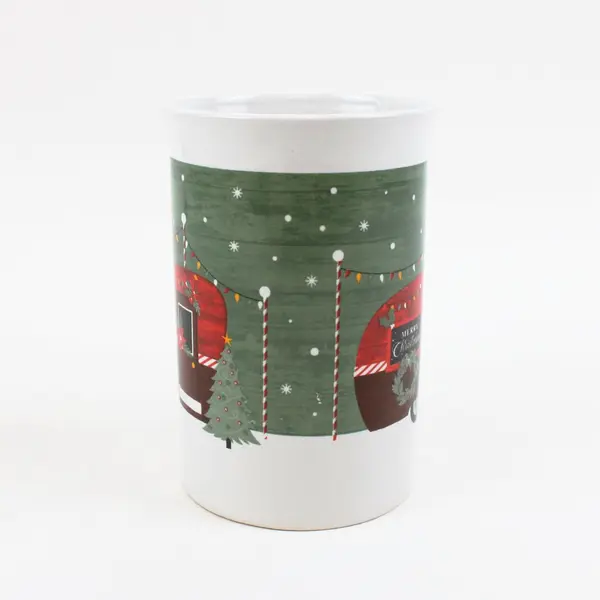 Royal Norfolk Merry Christmas Camper Trailer Coffee Mug Holiday Lights