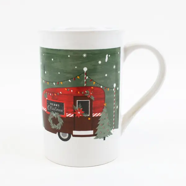 Royal Norfolk Merry Christmas Camper Trailer Coffee Mug Holiday Lights