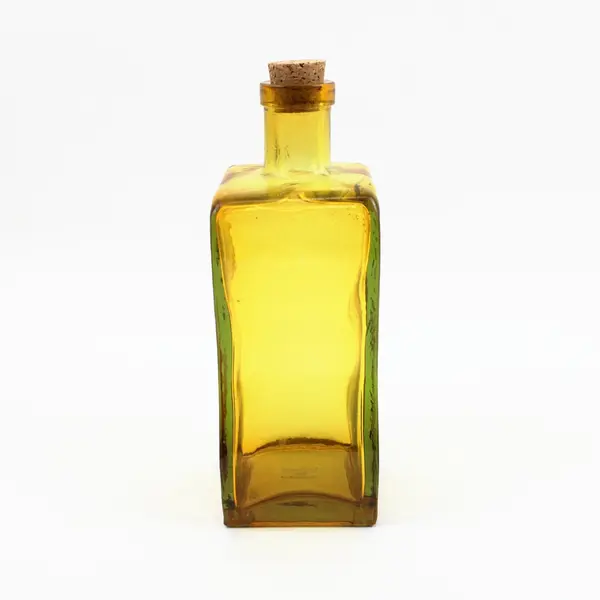 Amber Curvy Glass Bottle with Cork Stopper Made in Spain