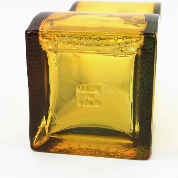 Amber Curvy Glass Bottle with Cork Stopper Made in Spain