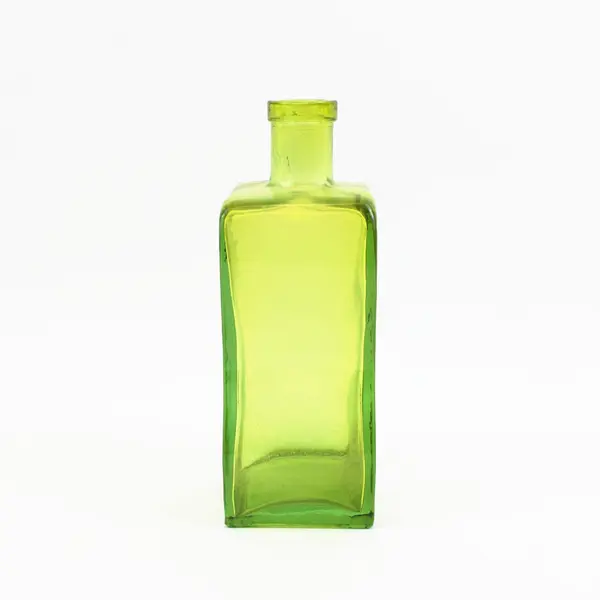 Green Curvy Glass Bottle 8" Made in Spain