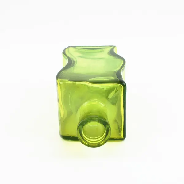 Green Curvy Glass Bottle 8" Made in Spain