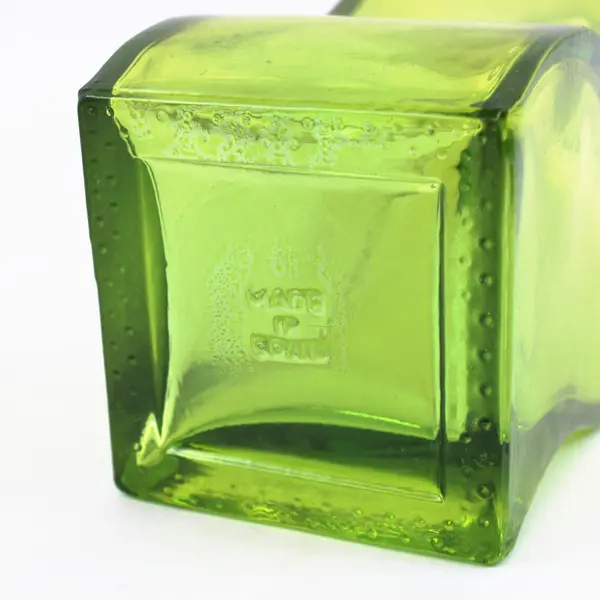 Green Curvy Glass Bottle 8" Made in Spain
