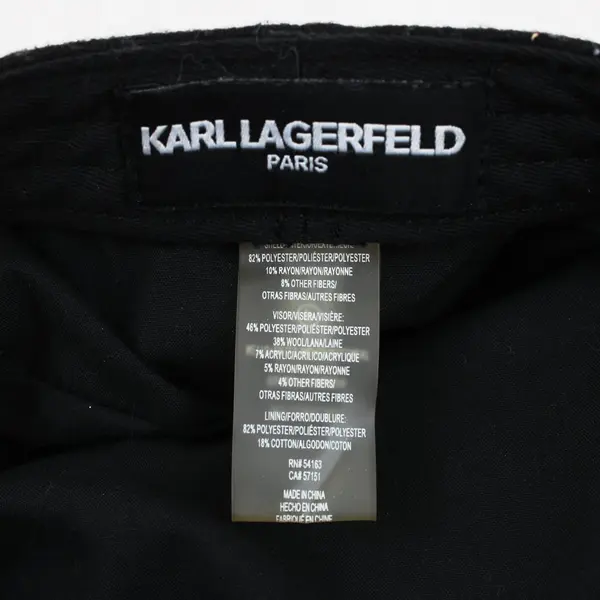 Karl Lagerfeld Women's Knit Cap Black White Metallic Faux Pearl