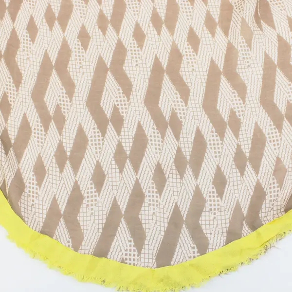 Collection Eighteen Women's Triangle Scarf Yellow Beige Diamond Pattern 68"