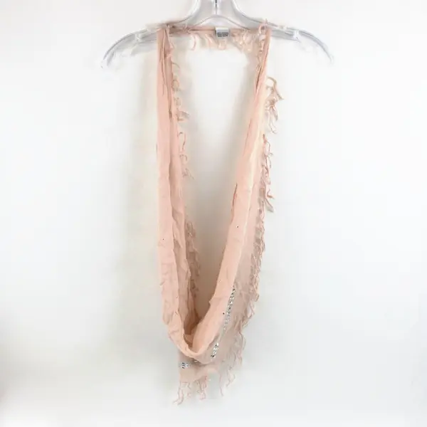 Isa & Stef Beige Scarf Silver-Tone Studded Tassel Trim