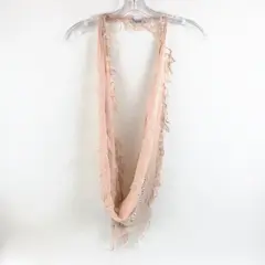 Isa & Stef Beige Scarf Silver-Tone Studded Tassel Trim