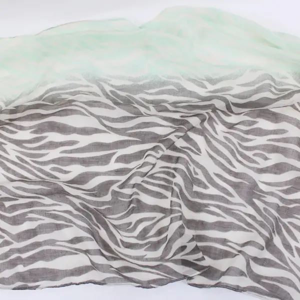 Aimee Lynn Mint Green Gray Zebra Print Tassel Scarf 20x66