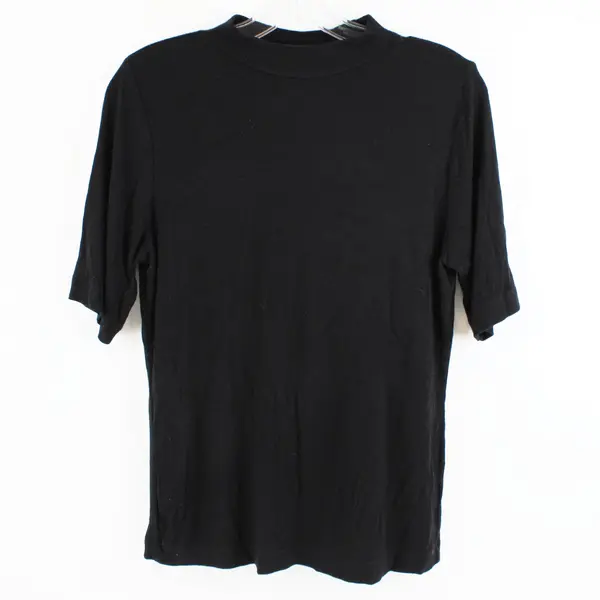 Truth by Republic Women's Large Black Ribbed Short Sleeve Top