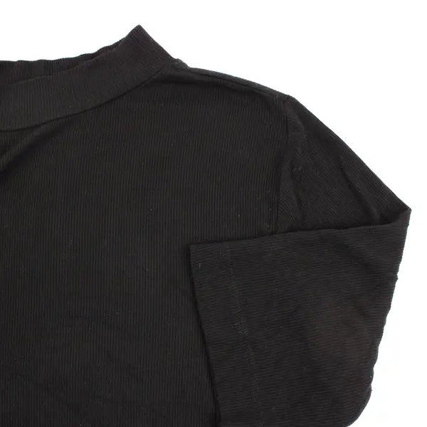 Truth by Republic Women's Large Black Ribbed Short Sleeve Top