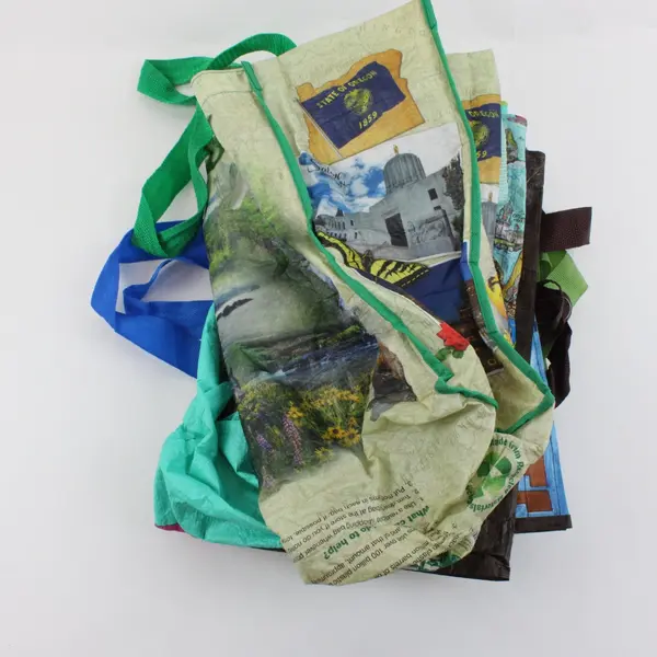 Lot of 5 American Destinations Grocery Bags Oregon Wyoming Reusable