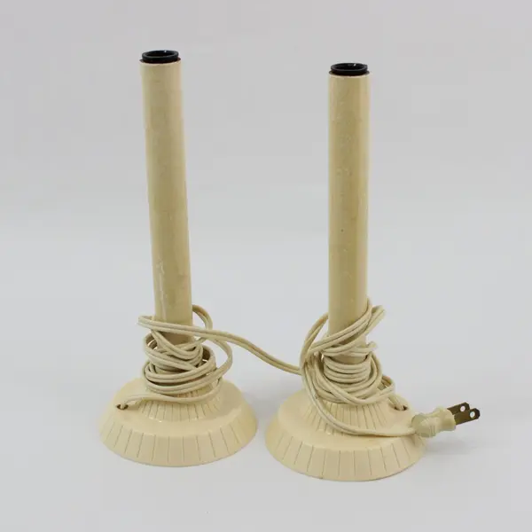 2 Vintage Single Bulb Plastic Electric  Lighted Candlesticks