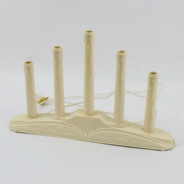 Vintage 5-Light Christmas Electric Candelabra Plastic Drip Holly Pattern